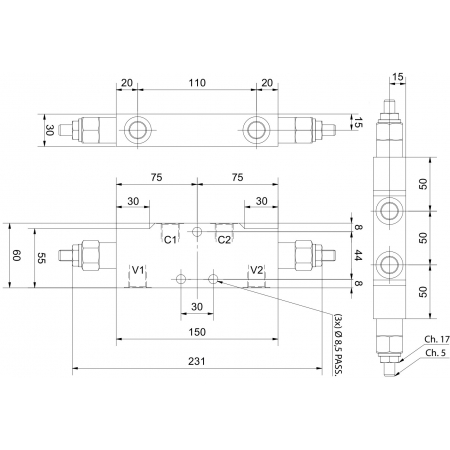 Siłownik CJ2F 63x36 800 z zaworem regulowanym 3/8''